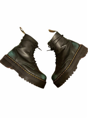 Dr. Martens Jadon Rub off Black Green Platforms Size 8